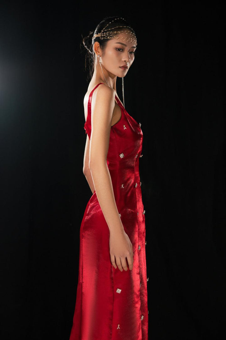 Morales A-line Square Neck Taffeta Silk Floor Length Dress - MEAN BLVD