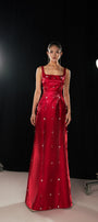 Morales A-line Square Neck Taffeta Silk Floor Length Dress - MEAN BLVD