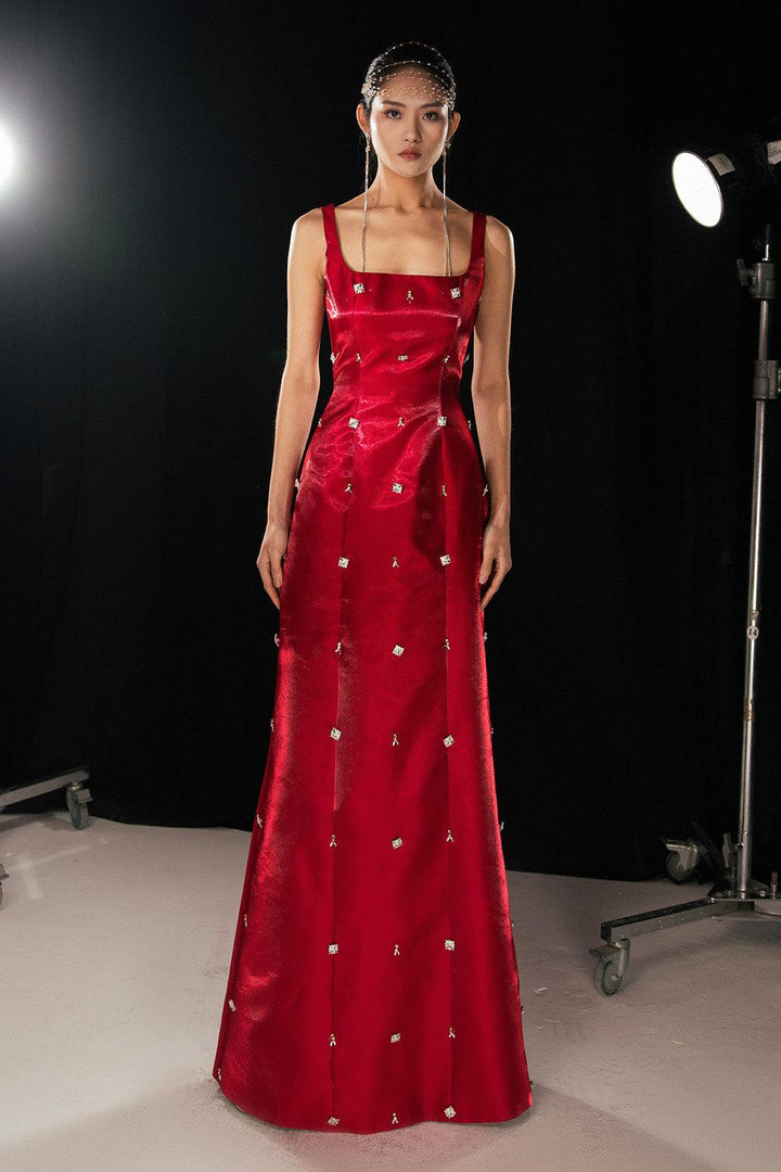 Morales A-line Square Neck Taffeta Silk Floor Length Dress - MEAN BLVD