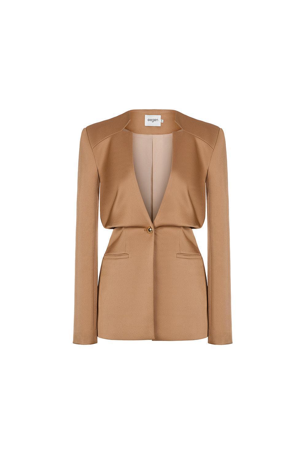 Morela Straight V-Neck Taffeta Blazer - MEAN BLVD