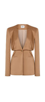 Morela Straight V-Neck Taffeta Blazer - MEAN BLVD