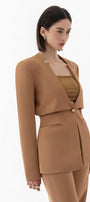 Morela Straight V-Neck Taffeta Blazer - MEAN BLVD
