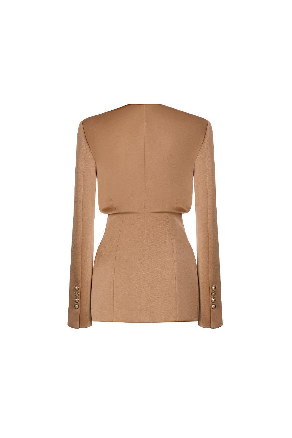 Morela Straight V-Neck Taffeta Blazer - MEAN BLVD