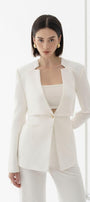Morela Straight V-Neck Taffeta Blazer - MEAN BLVD