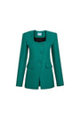 Morgana Structured Scoop Neck Cotton Blend Blazer - MEAN BLVD