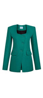 Morgana Structured Scoop Neck Cotton Blend Blazer - MEAN BLVD