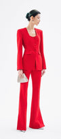 Morgana Structured Scoop Neck Cotton Blend Blazer - MEAN BLVD
