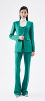Morgana Structured Scoop Neck Cotton Blend Blazer - MEAN BLVD