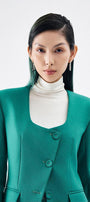 Morgana Structured Scoop Neck Cotton Blend Blazer - MEAN BLVD