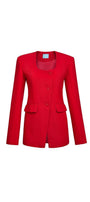 Morgana Structured Scoop Neck Cotton Blend Blazer - MEAN BLVD