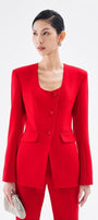 Morgana Structured Scoop Neck Cotton Blend Blazer - MEAN BLVD