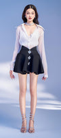 Mori A-line Collared Neck Taffeta Mini Set - MEAN BLVD