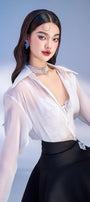 Mori A-line Collared Neck Taffeta Mini Set - MEAN BLVD