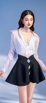 Mori A-line Collared Neck Taffeta Mini Set - MEAN BLVD