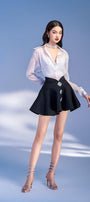 Mori A-line Collared Neck Taffeta Mini Set - MEAN BLVD