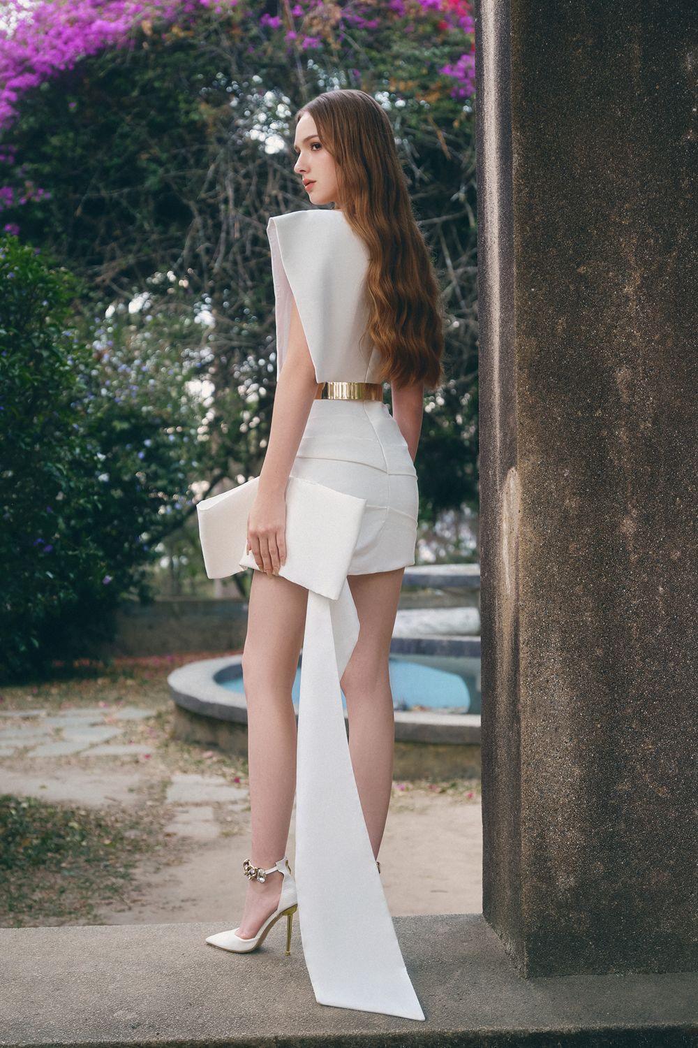 Morris Bodycon Asymmetric Sleeved Taffeta Mini Dress - MEAN BLVD