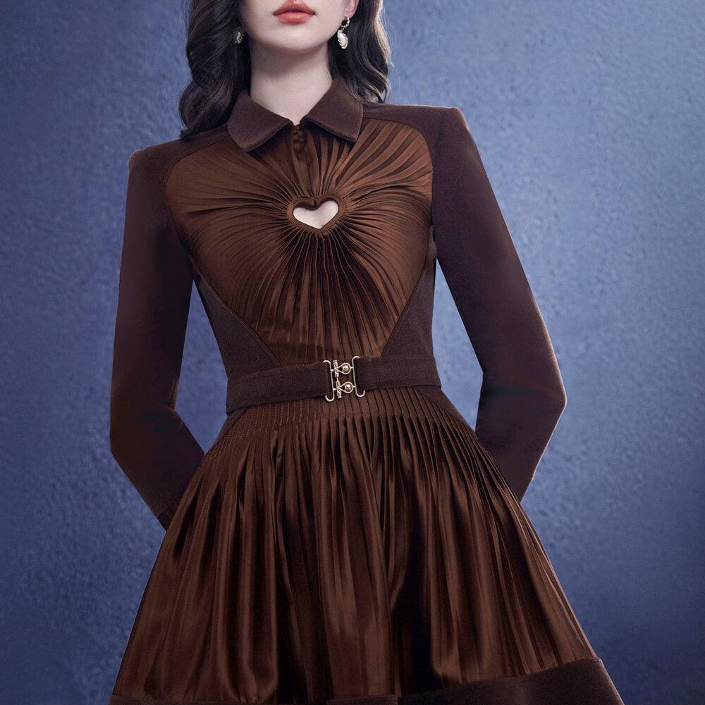 Moxique A-line Pleated Chest Silk Mini Dress - MEAN BLVD