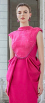 Muse Sheath Cap Sleeved Satin Floor Length Dress - MEAN BLVD