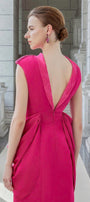 Muse Sheath Cap Sleeved Satin Floor Length Dress - MEAN BLVD