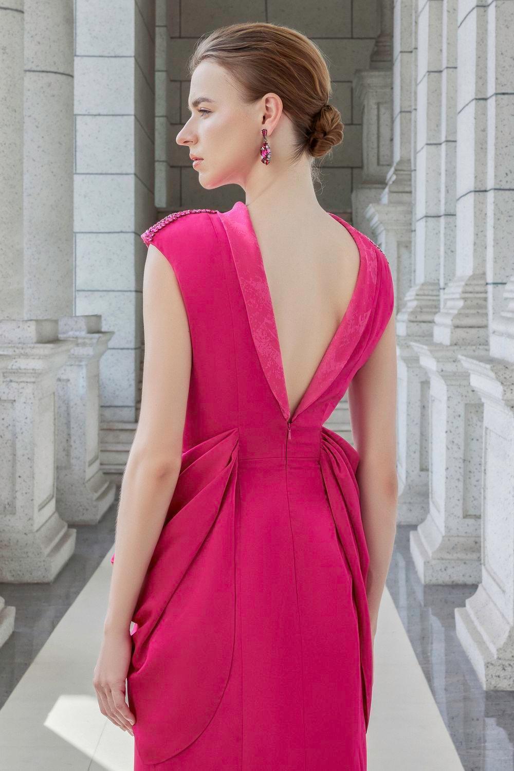 Muse Sheath Cap Sleeved Satin Floor Length Dress - MEAN BLVD