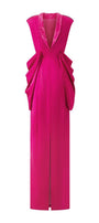 Muse Sheath Cap Sleeved Satin Floor Length Dress - MEAN BLVD