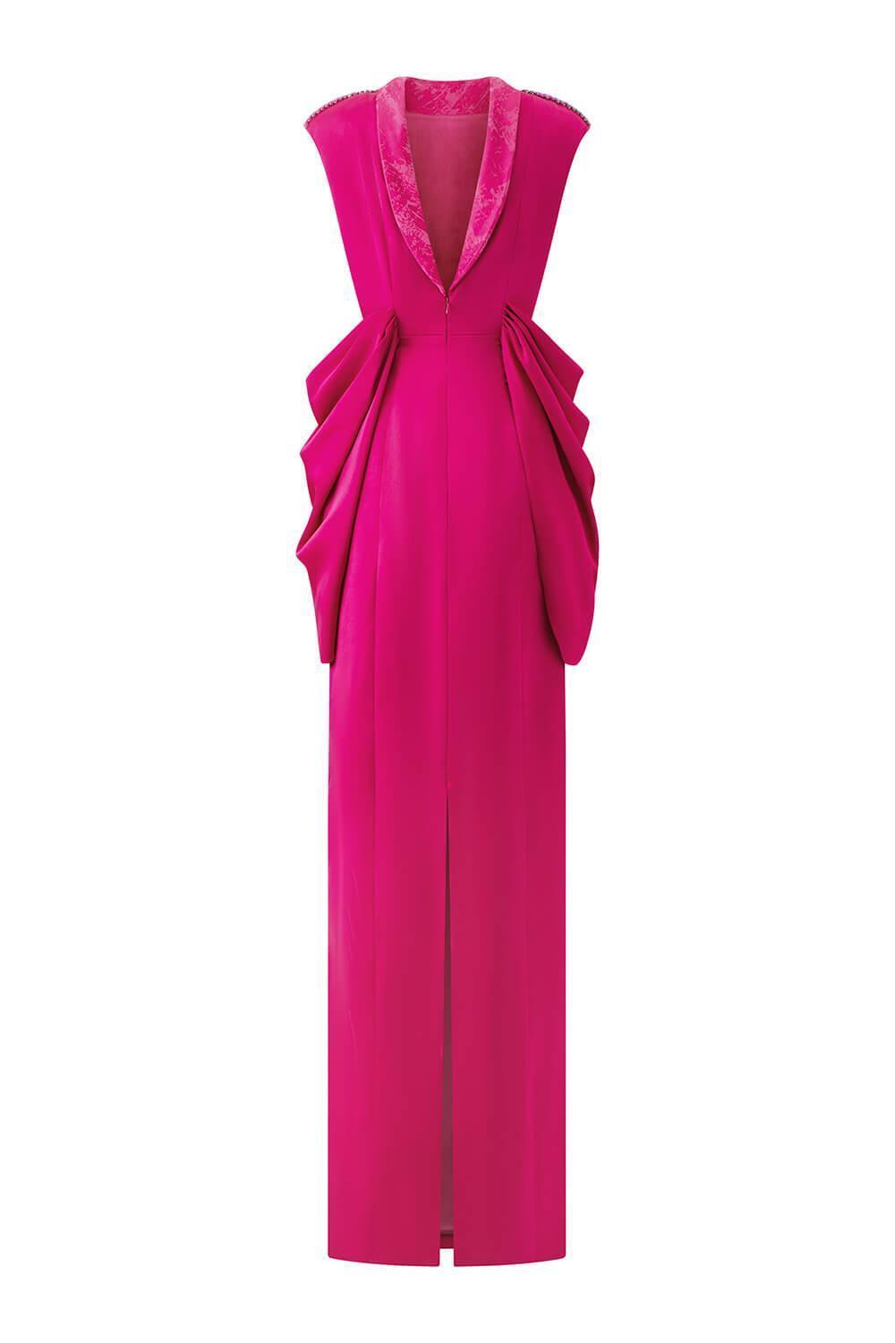 Muse Sheath Cap Sleeved Satin Floor Length Dress - MEAN BLVD