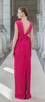 Muse Sheath Cap Sleeved Satin Floor Length Dress - MEAN BLVD