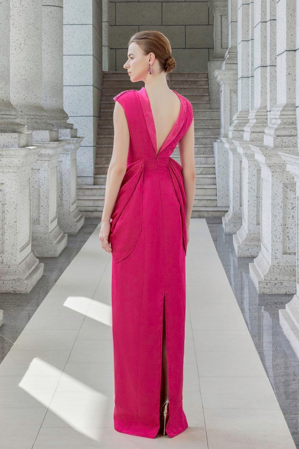 Muse Sheath Cap Sleeved Satin Floor Length Dress - MEAN BLVD