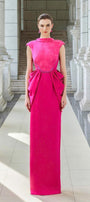Muse Sheath Cap Sleeved Satin Floor Length Dress - MEAN BLVD
