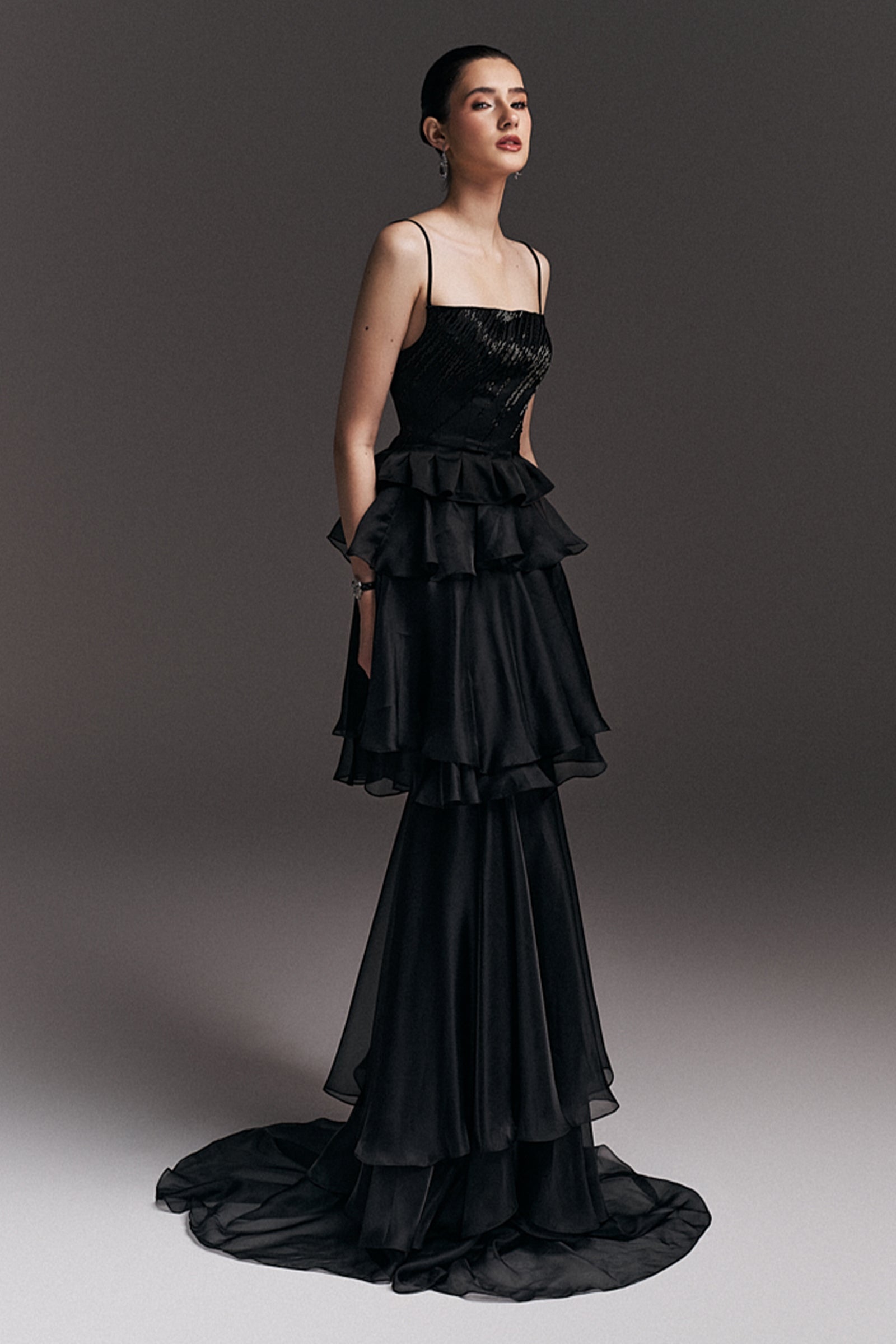 black mermaid ruffle dress Women's Emma Mermaid Ruffle Set XS/S/M/L/Customize Black MEAN BLVD