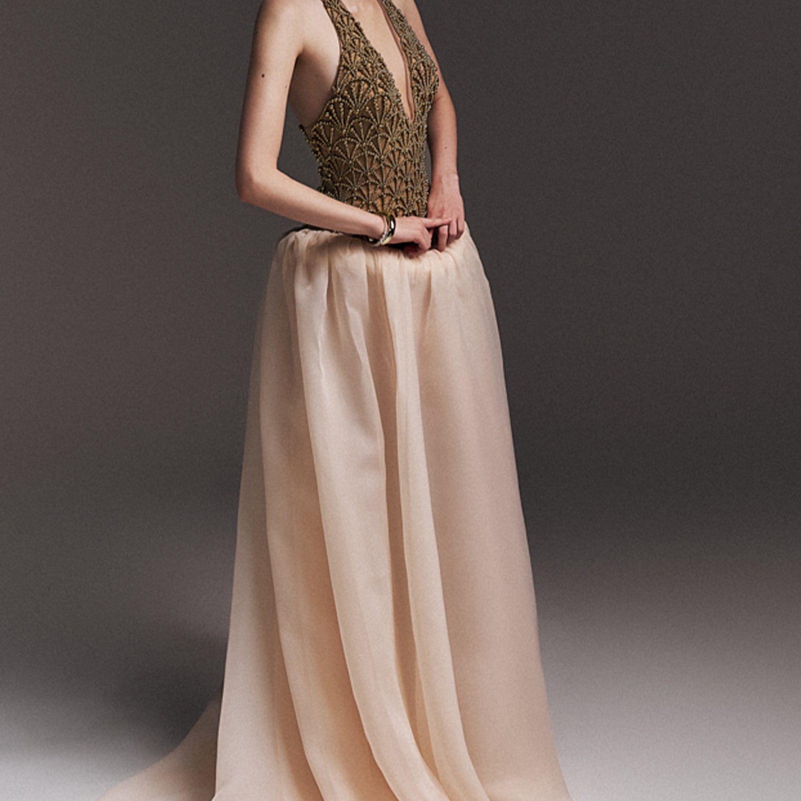 Natalie Halter Bead Maxi Dress