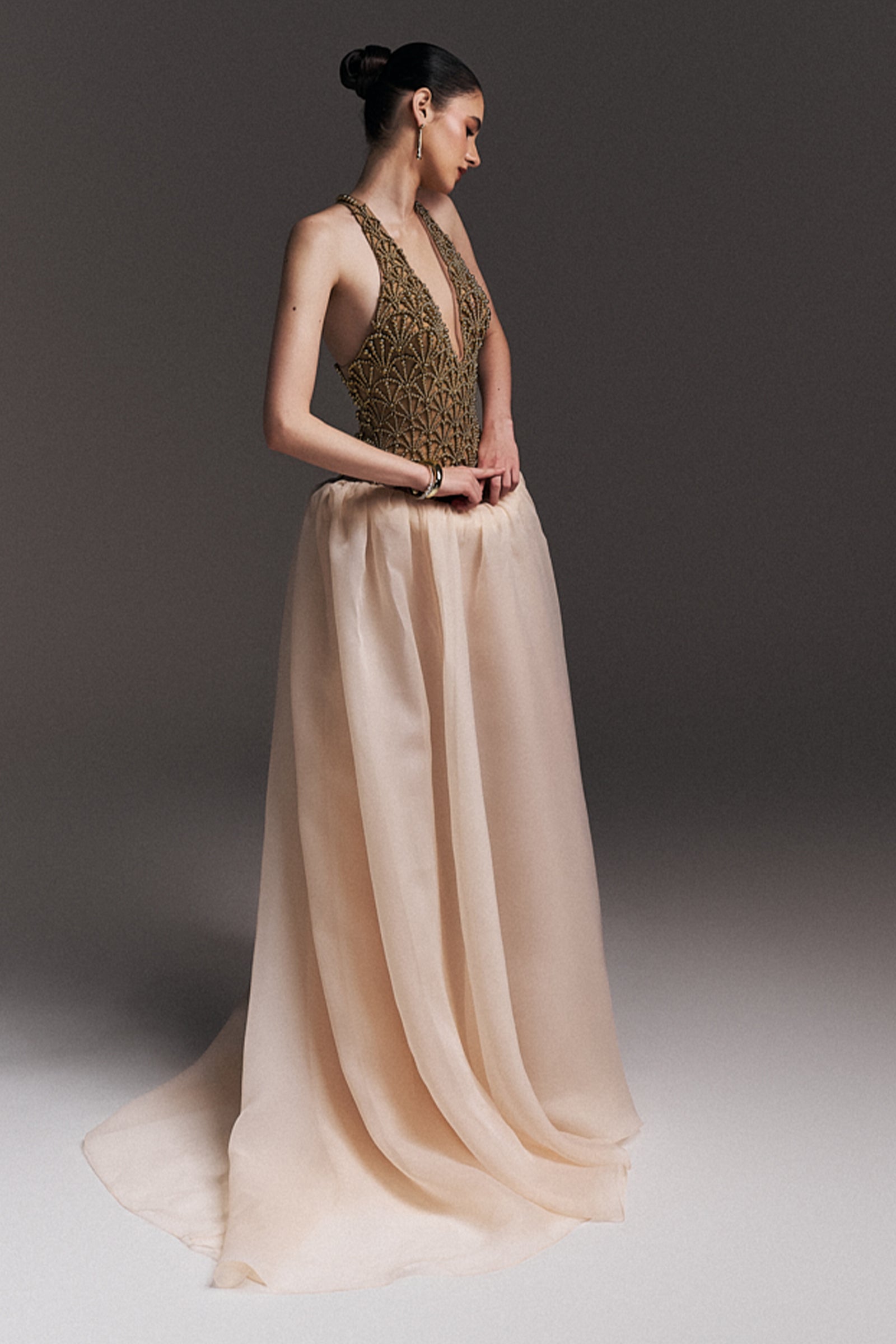 Natalie Halter Bead Maxi Dress