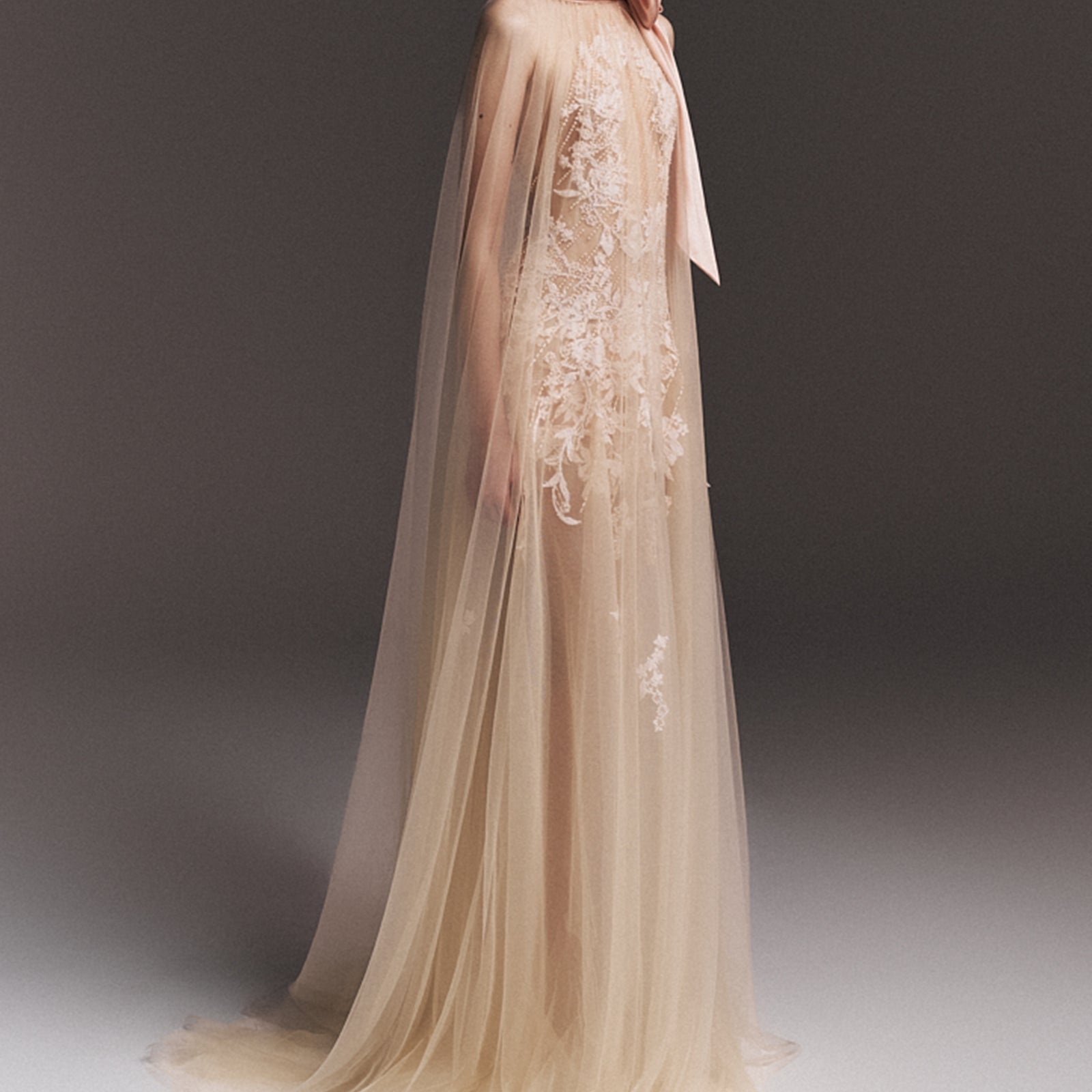 Vanessa Cape Sleeve Embroidery Maxi Dress