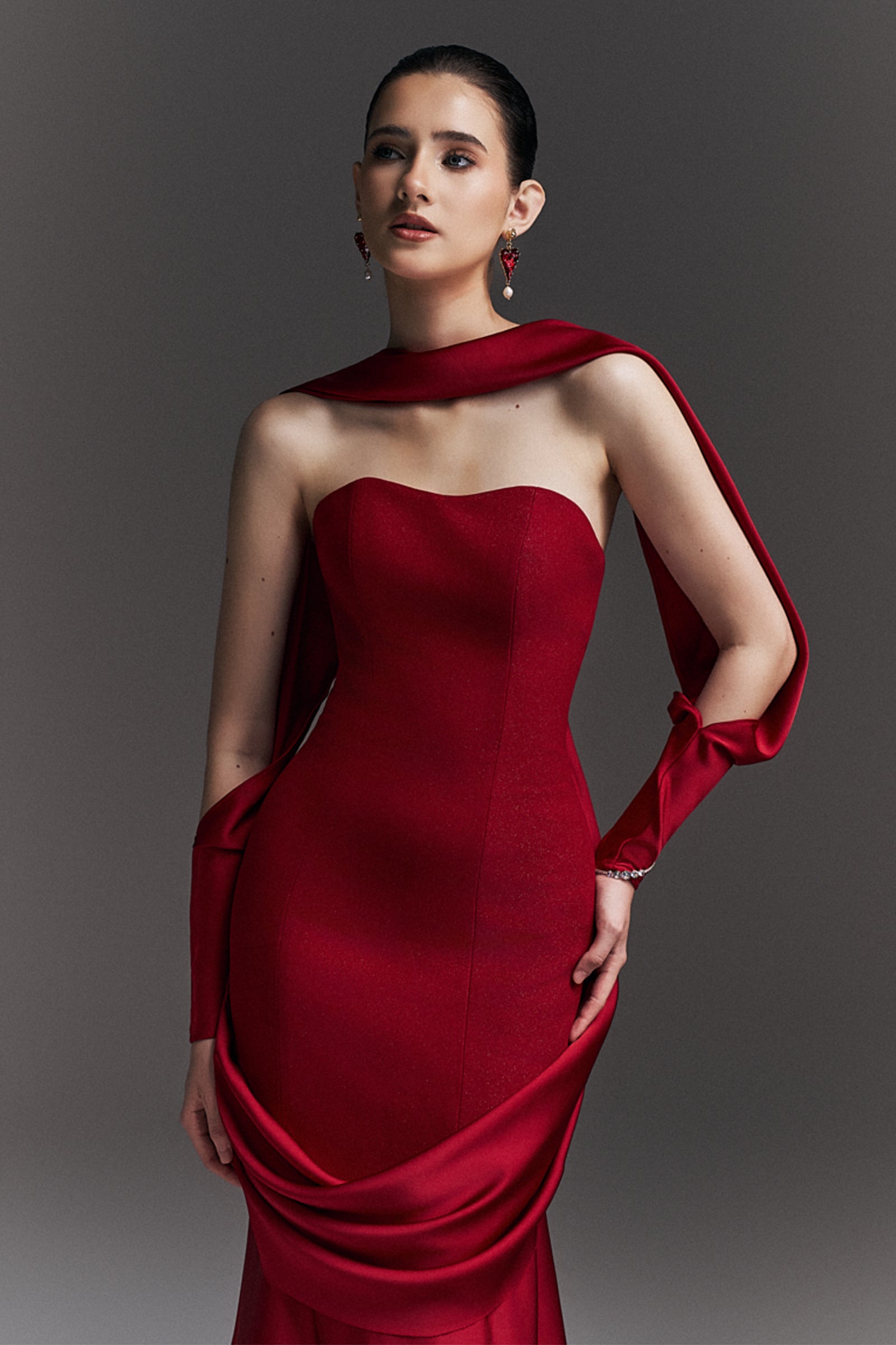 Rosabella Mermaid Draped Maxi Dress