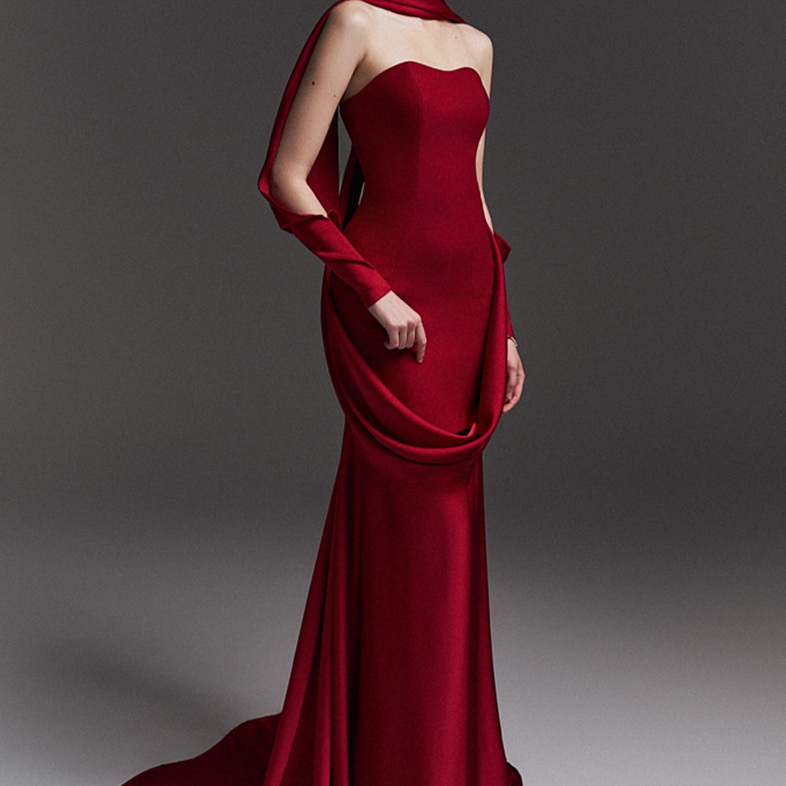 Rosabella Mermaid Draped Maxi Dress