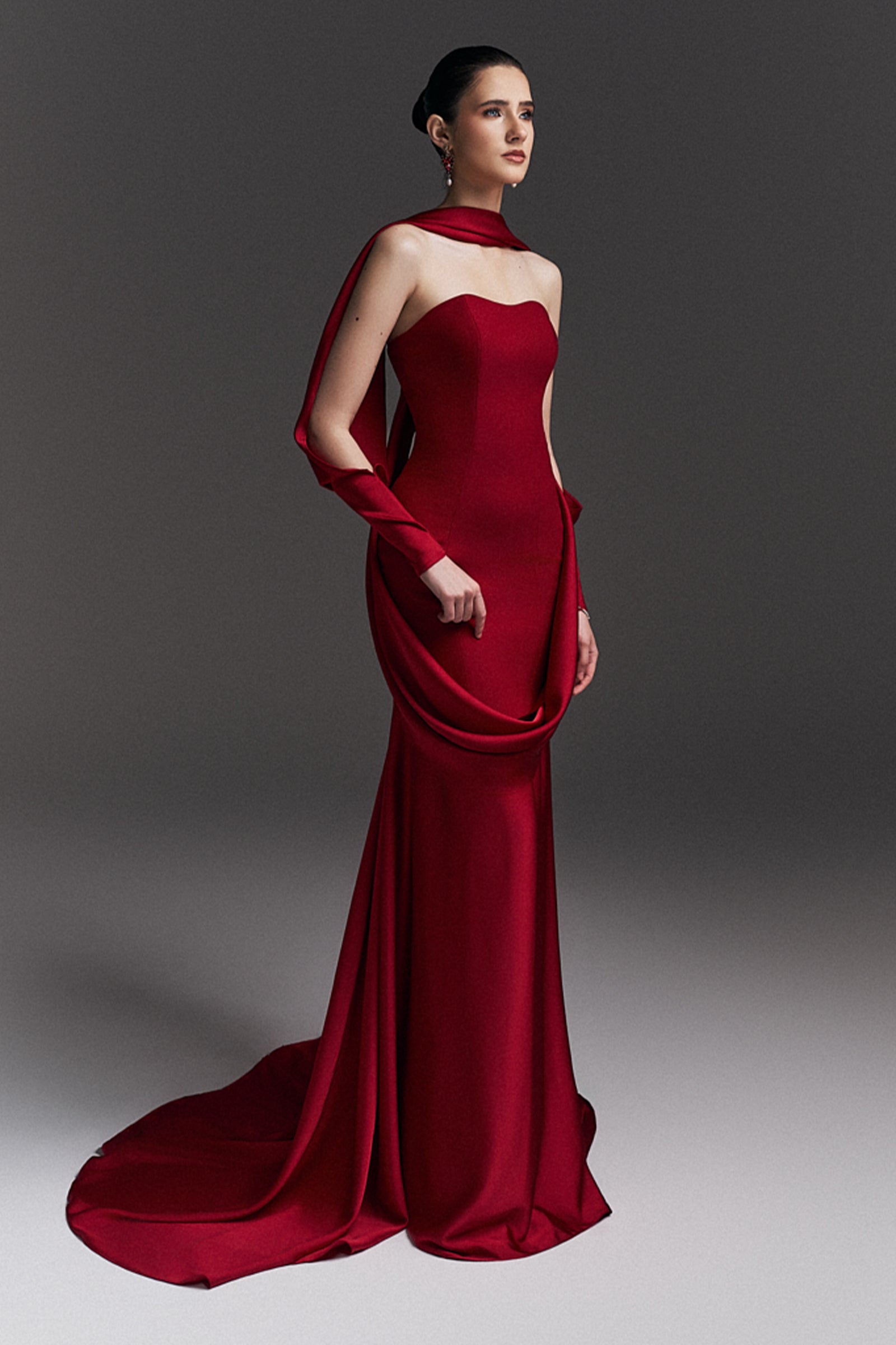 draped mermaid dress Women's Rosabella Mermaid Draped Maxi Dress XS/S/M/L/Customize Red MEAN BLVD Red / M