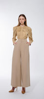 Muskan Straight Wide Leg Twill Ankle Length Trousers - MEAN BLVD