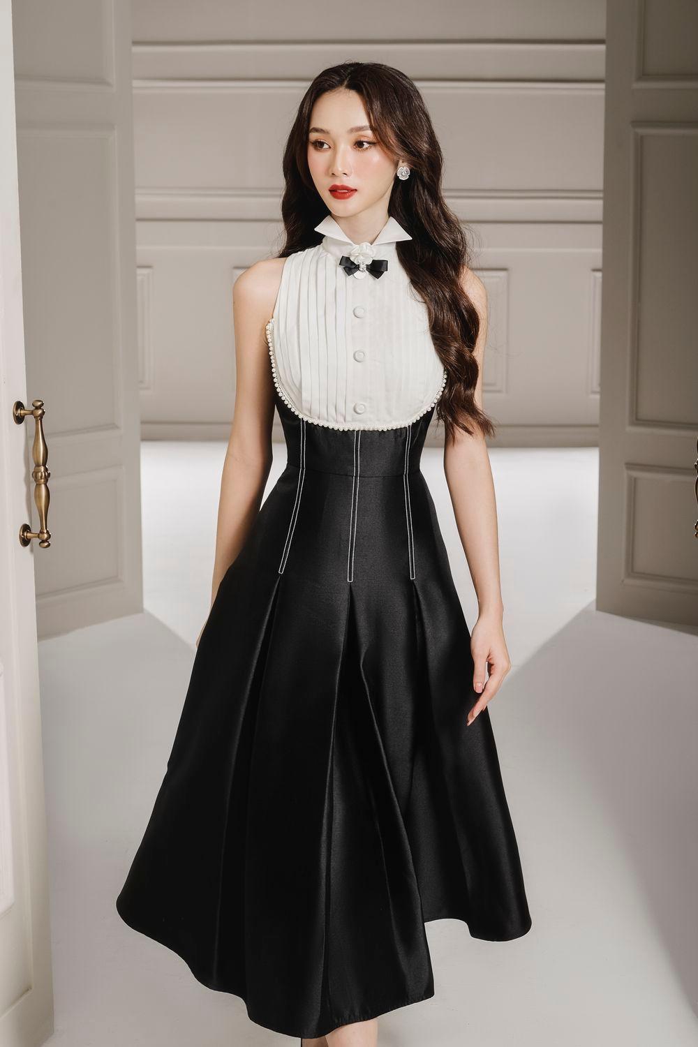 Myra Fit and Flare Corset Waist Taffeta Midi Dress - MEAN BLVD