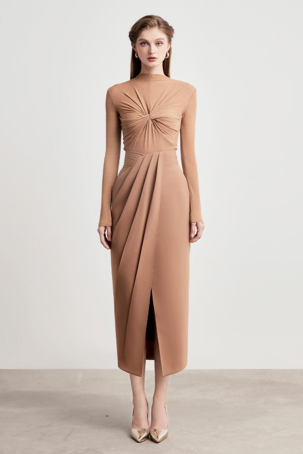 Mystic Sarong Pleated Twill Midi Skirt - MEAN BLVD