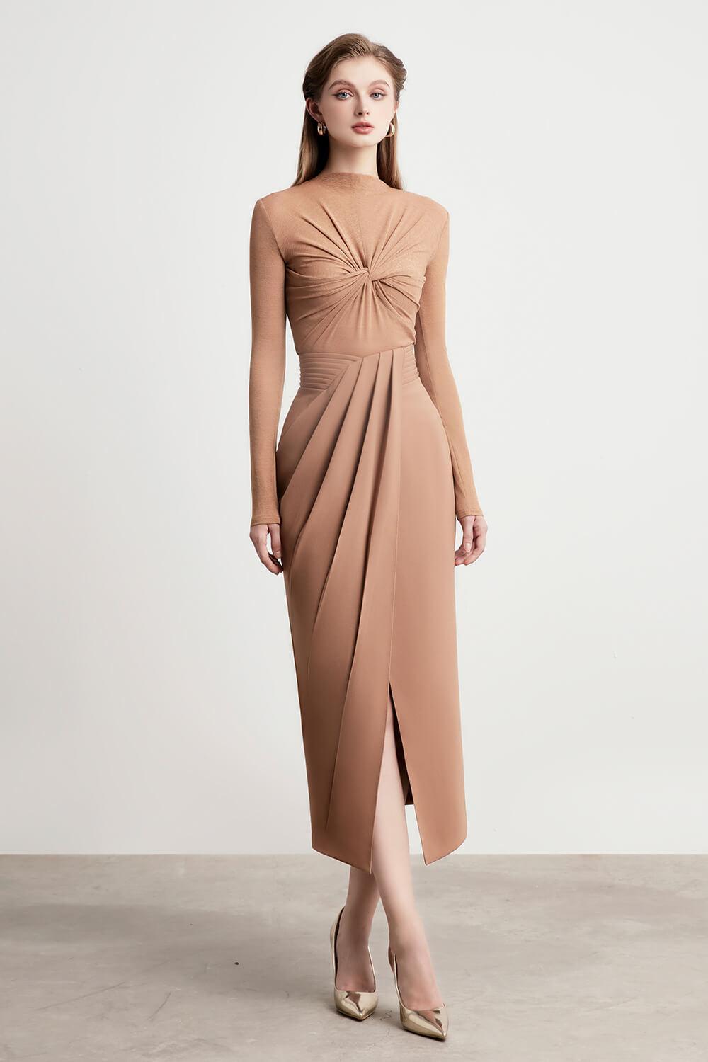 Mystic Sarong Pleated Twill Midi Skirt - MEAN BLVD