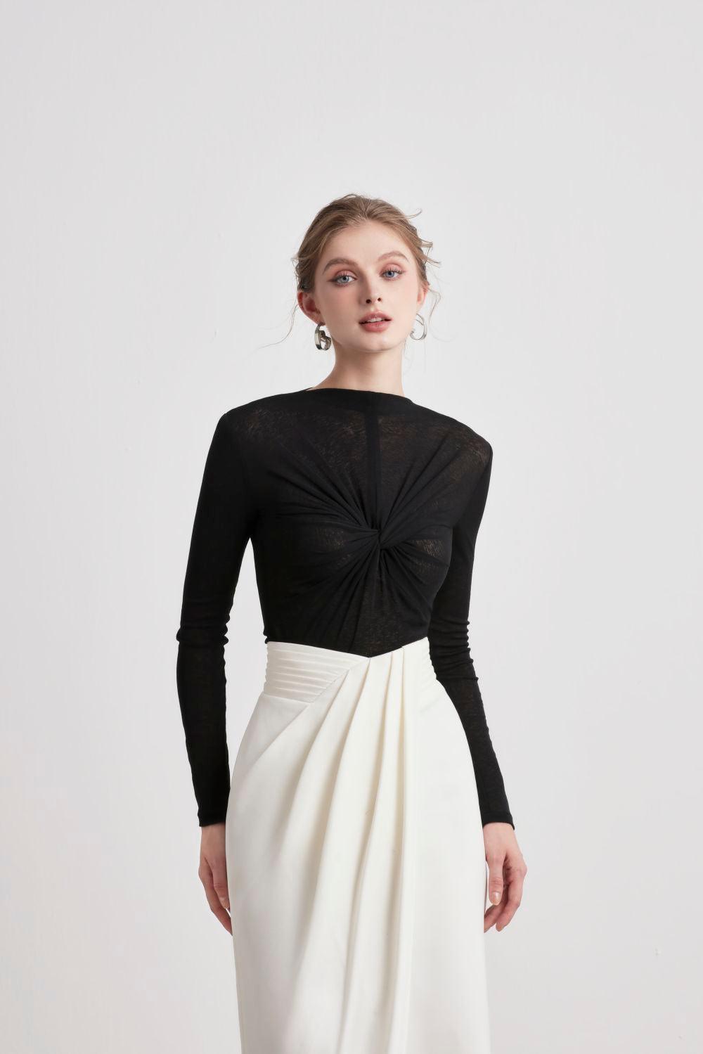 Mystic Sarong Pleated Twill Midi Skirt - MEAN BLVD