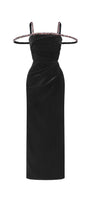 Mystic Sheath Square Neck Velvet Ankle Length Dress - MEAN BLVD