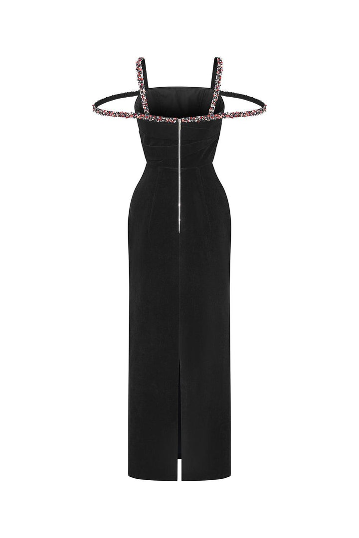 Mystic Sheath Square Neck Velvet Ankle Length Dress - MEAN BLVD