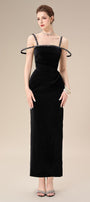 Mystic Sheath Square Neck Velvet Ankle Length Dress - MEAN BLVD