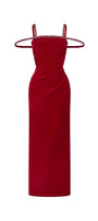 Mystic Sheath Square Neck Velvet Ankle Length Dress - MEAN BLVD
