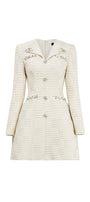 Nadeen A-line V-Neck Tweed Mini Dress - MEAN BLVD