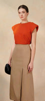 Naila Sheath Side Slit Khaki Midi Skirt - MEAN BLVD