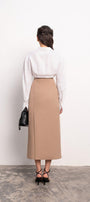 Naila Sheath Side Slit Khaki Midi Skirt - MEAN BLVD