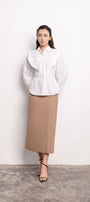 Naila Sheath Side Slit Khaki Midi Skirt - MEAN BLVD