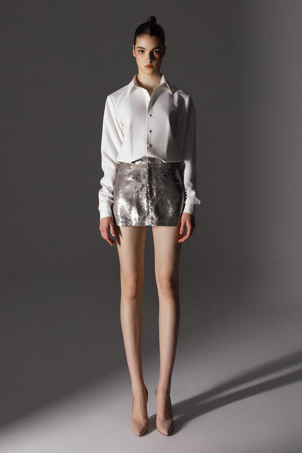 Naivete Straight Sequin Polycotton Mini Dress - MEAN BLVD